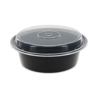 Pactiv Evergreen Newspring VERSAtainer Microwavable Containers, 32 oz, 7 Diameter x 2 h, Black/Clear, Plastic, 150/Carton (PCTNC729B)