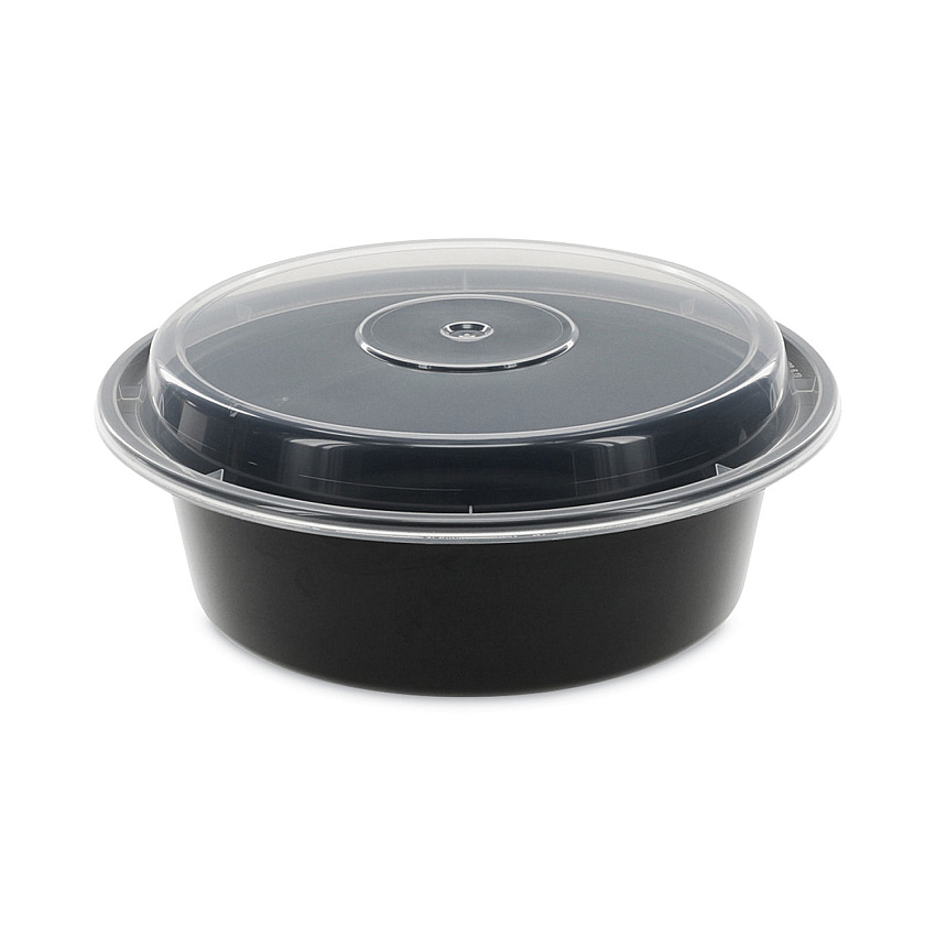 Pactiv Evergreen Newspring VERSAtainer Microwavable Containers, 32 oz, 7 Diameter x 2 h, Black/Clear, Plastic, 150/Carton (PCTNC729B)