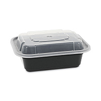 Pactiv Evergreen Newspring VERSAtainer Microwavable Containers, 12 oz, 4.5 x 5.5 x 1.75, Black/Clear, Plastic, 150/Carton (PCTNC818B)