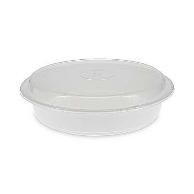 Pactiv Evergreen Newspring VERSAtainer Microwavable Containers, 48 oz, 9 x 9 x 2.38, White/Clear, Plastic, 150/Carton (PCTNC948)