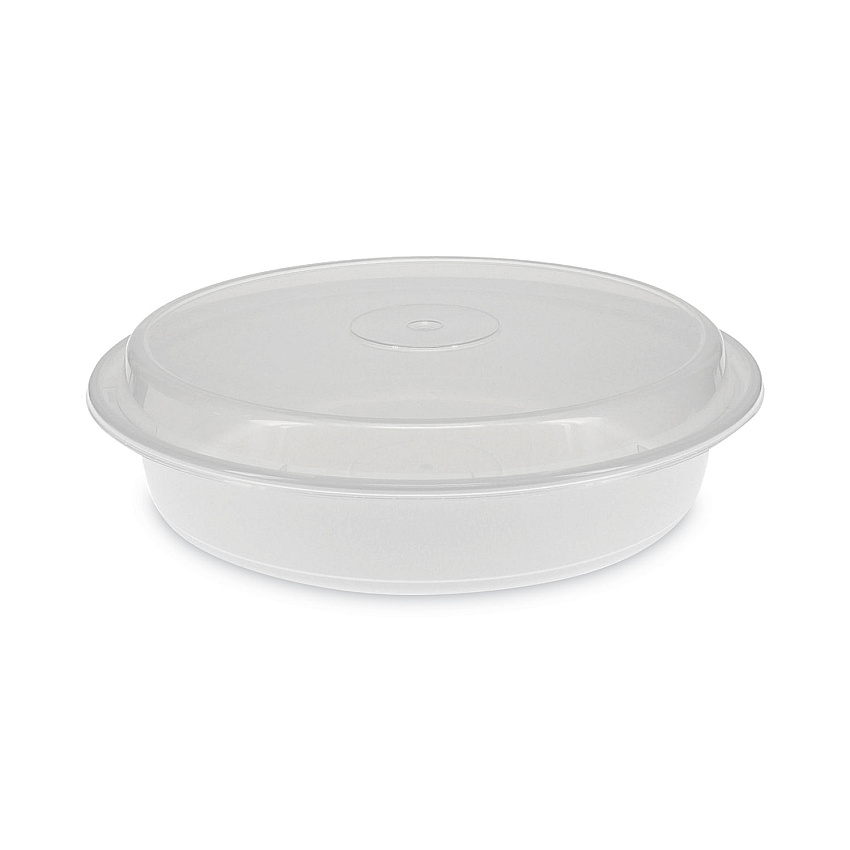 Pactiv Evergreen Newspring VERSAtainer Microwavable Containers, 48 oz, 9 x 9 x 2.38, White/Clear, Plastic, 150/Carton (PCTNC948)