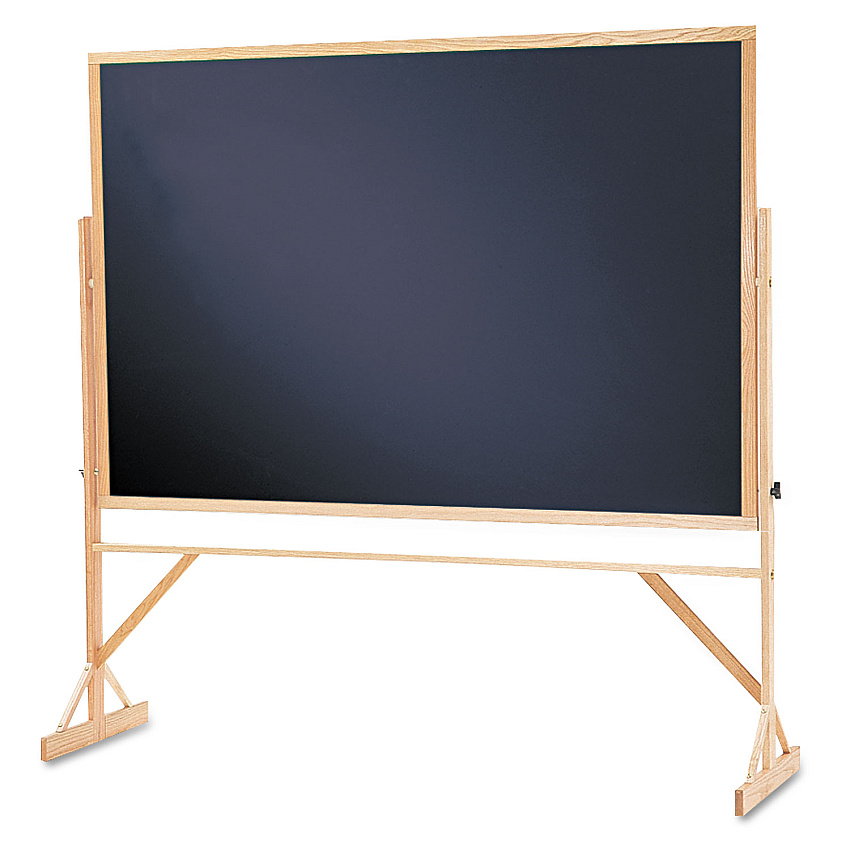 Quartet Reversible Chalkboard, 72 x 48, Black Surface, Oak Hardwood Frame (QRTWTR406810)