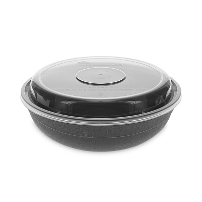 Pactiv Evergreen EarthChoice Versa2Go Microwaveable Container, 30 oz, 6.8 x 6.8 x 2.2, Black/Clear, Plastic, 150/Carton (PCTNV2GRN307B)