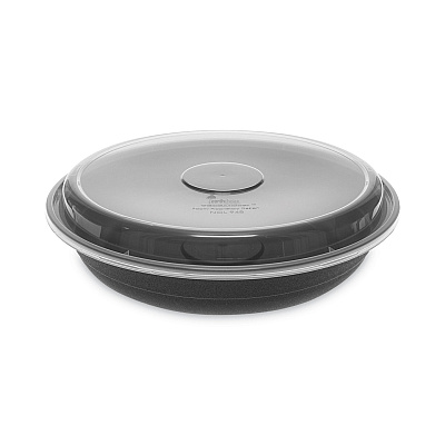Pactiv Evergreen EarthChoice Versa2Go Microwaveable Container, 46 oz, 9 x 9 x 1.7, Black/Clear, Plastic, 150/Carton (PCTNV2GRN469B)