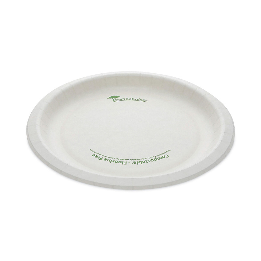 Pactiv Evergreen EarthChoice Pressware Compostable Dinnerware, Plate, 9" dia, White, 450/Carton (PCTPSP09EC)
