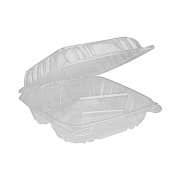 Pactiv Evergreen SENSATION SmartLock Hinged Lid Container, 3-Compartment, 8.24 x 8.34 x 3.05, Clear, Plastic, 200/Carton (PCTYCI821230000)