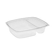 Pactiv Evergreen Showcase Deli Container, Base Only, 2-Compartment, 10 oz; 23 oz, 9 x 7.4 x 1.5, Clear, Plastic, 220/Carton (PCTYCI854200000)