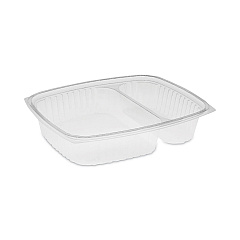 Pactiv Evergreen Showcase Deli Container, Base Only, 2-Compartment, 10 oz; 23 oz, 9 x 7.4 x 1.5, Clear, Plastic, 220/Carton (PCTYCI854200000)