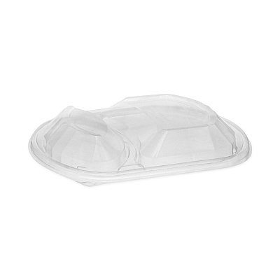 Pactiv Evergreen ClearView MealMaster Lid with Fog Gard Coating, Large 2-Compartment Dome Lid, 9.38 x 8 x 1.25, Clear, Plastic, 252/Carton (PCTYCN8467H00D0)