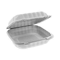 Pactiv Evergreen EarthChoice SmartLock Microwavable MFPP Hinged Lid Container, 8.31 x 8.35 x 3.1, White, Plastic, 200/Carton (PCTYCN808010000)