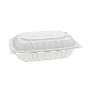 Pactiv Evergreen EarthChoice Vented Microwavable MFPP Hinged Lid Container, 9 x 6 x 2.75, White, Plastic, 170/Carton (PCTYCNW0207)