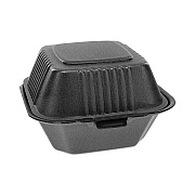 Pactiv Evergreen SmartLock Foam Hinged Lid Container, Sandwich, 5.75 x 5.75 x 3.25, Black, 504/Carton (PCTYHLB06000000)