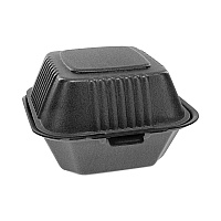 Pactiv Evergreen SmartLock Foam Hinged Lid Container, Sandwich, 5.75 x 5.75 x 3.25, Black, 504/Carton (PCTYHLB06000000)