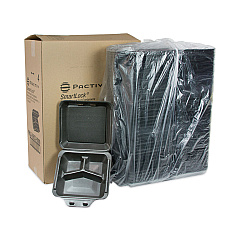 Pactiv Evergreen SmartLock Foam Hinged Lid Container, Large, 3-Compartment, 9 x 9.5 x 3.25, Black, 150/Carton (PCTYHLB09030000)