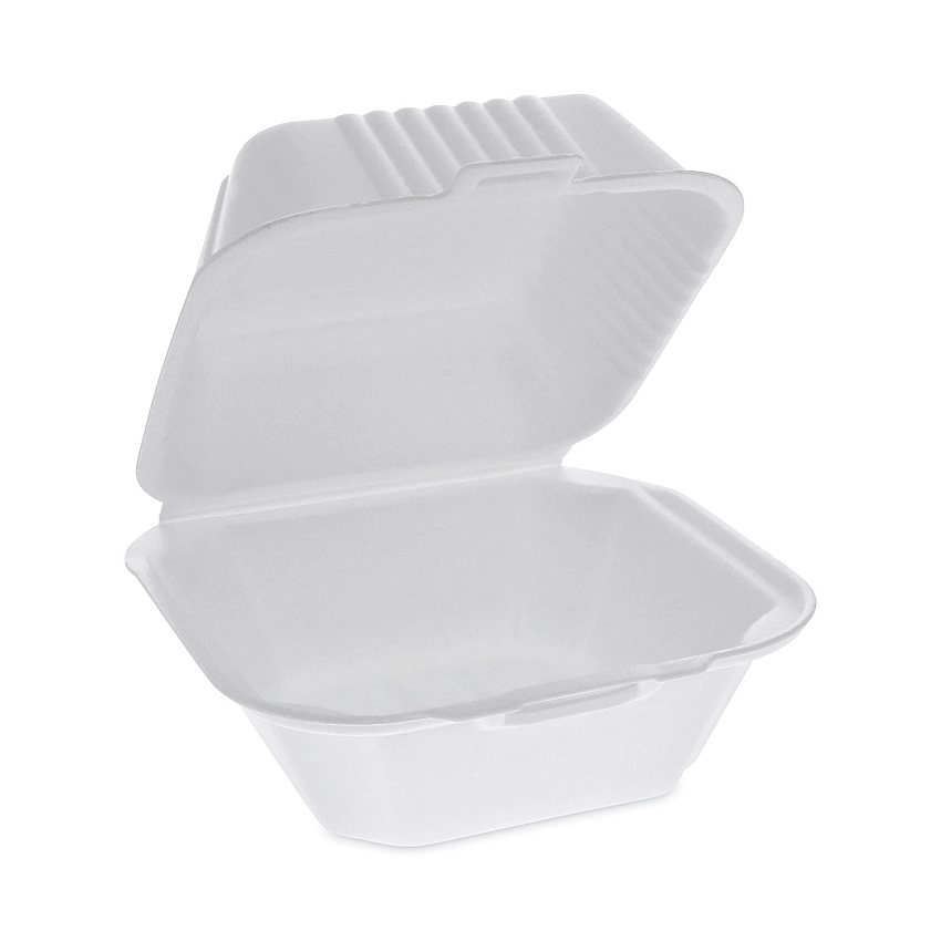 Pactiv Evergreen SmartLock Foam Hinged Lid Container, Sandwich, 5.75 x 5.75 x 3.25, White, 504/Carton (PCTYHLW06000000)