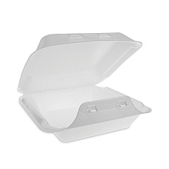Pactiv Evergreen SmartLock Foam Hinged Lid Container, Medium, 8 x 8 x 3, White, 150/Carton (PCTYHLW08010000)