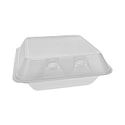 Pactiv Evergreen SmartLock Foam Hinged Lid Container, Medium, 3-Compartment, 8 x 8.5 x 3, White, 150/Carton (PCTYHLW08030000)