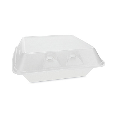 Pactiv Evergreen SmartLock Vented Foam Hinged Lid Container, 3-Compartment, 9 x 9.25 x 3.25, White, 150/Carton (PCTYHLWV9030000)