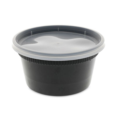 Pactiv Evergreen Deli Plas Food Cntnr 12O Z W/Flt Lid Bla/Cle 240C (PCTYL2512B)