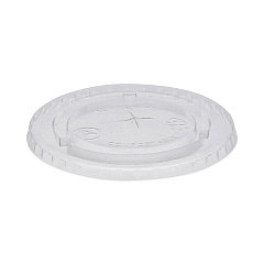 Pactiv Evergreen EarthChoice Compostable Cold Cup Lid with Straw Slot for A Cups, Fits 7, 9, 20 oz A Cups, 1,020/Carton (PCTYLPLA20C)