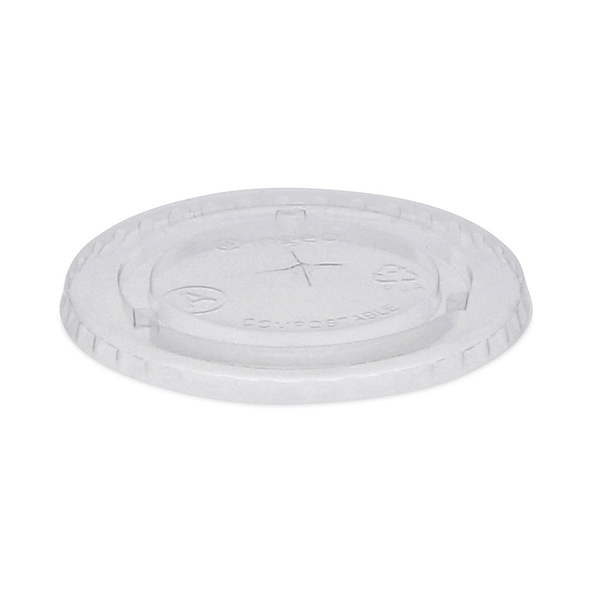Pactiv Evergreen EarthChoice Compostable Cold Cup Lid with Straw Slot for A Cups, Fits 7, 9, 20 oz A Cups, 1,020/Carton (PCTYLPLA20C)