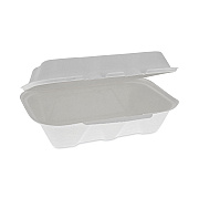 Pactiv Evergreen EarthChoice Bagasse Hinged Lid Container, Dual Tab Lock, 9.1 x 6.1 x 3.3, Natural, Sugarcane, 150/Carton (PCTYMCH00890001)