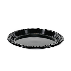 Pactiv Evergreen Prairieware Impact Plastic Dinnerware, Plate, 8.88" dia, Black, 400/Carton (PCTYPI9E)