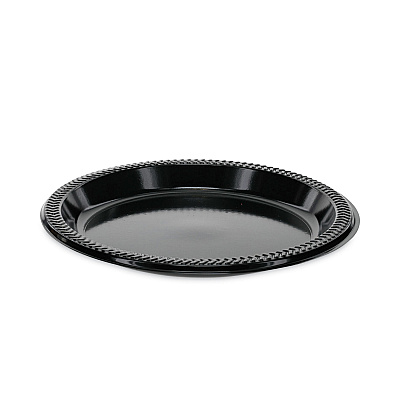 Pactiv Evergreen Prairieware Impact Plastic Dinnerware, Plate, 8.88" dia, Black, 400/Carton (PCTYPI9E)