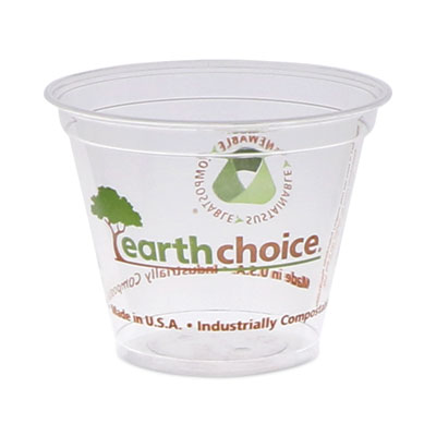 Pactiv Evergreen EarthChoice Compostable Cold Cup, 9 oz, Clear/Printed, 975/Carton (PCTYPLA9CEC)