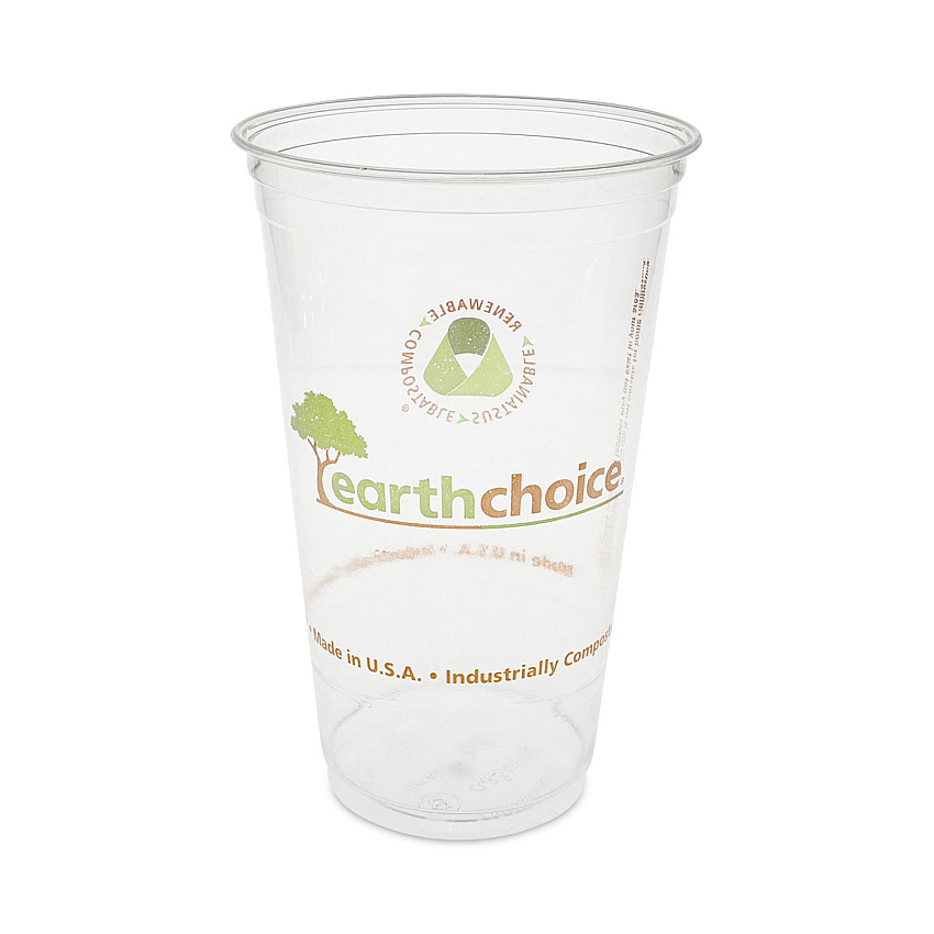Pactiv Evergreen EarthChoice Compostable Cold Cup, 24 oz, Clear/Printed, 580/Carton (PCTYPLA24CEC)