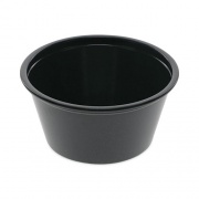 Pactiv Evergreen Plastic Portion Cup, 2 oz, Black, 200/Bag, 12 Bags/Carton (YS200E)