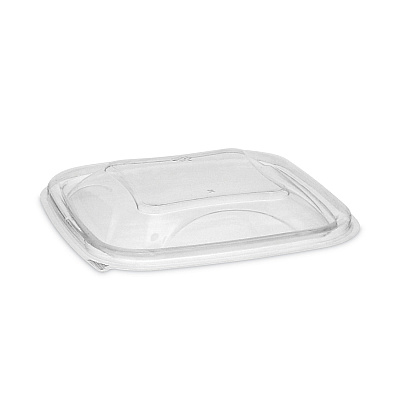 Pactiv Evergreen EarthChoice Recycled PET Container Lid, For 8/12/16 oz Container Bases, 5.5 x 5.5 x 0.38, Clear, Plastic, 504/Carton (PCTYSACLD05)