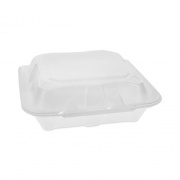 Pactiv Evergreen Vented Foam Hinged Lid Container, Dual Tab Lock Economy, 8.42 x 8.15 x 3, White, 150/Carton (YTD18801ECON)