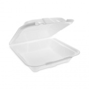 Pactiv Evergreen Vented Foam Hinged Lid Container, Dual Tab Lock Economy, 9.13 x 9 x 3.25, White, 150/Carton (YTD19901ECON)