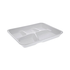 Pactiv Evergreen Foam School Trays, 5-Compartment Tray, 8.25 x 10.5 x 1,  White, 500/Carton (PCTYTH10500SGBX)