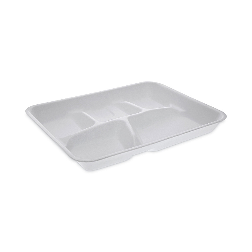 Pactiv Evergreen Foam School Trays, 5-Compartment Tray, 8.25 x 10.5 x 1,  White, 500/Carton (PCTYTH10500SGBX)