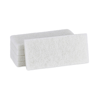 Boardwalk Light Duty Scour Pad, 4.63  x 10, White, 20/Carton (BWK401)