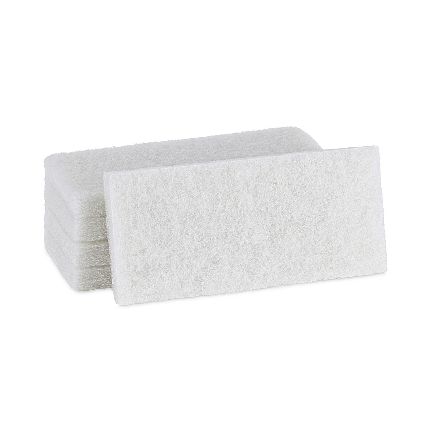 Boardwalk Light Duty Scour Pad, 4.63  x 10, White, 20/Carton (BWK401)