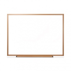 Universal Deluxe Melamine Dry Erase Board, 48 x 36, Melamine White Surface, Oak Fiberboard Frame (43618)