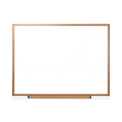 Universal Deluxe Melamine Dry Erase Board, 48 x 36, Melamine White Surface, Oak Fiberboard Frame (UNV43618)