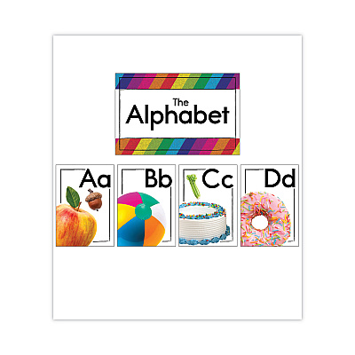 Carson-Dellosa Education Curriculum Bulletin Board Sets, 27-Piece Set, Alphabet, 16" x 10.5", Multicolor (CDP110517)