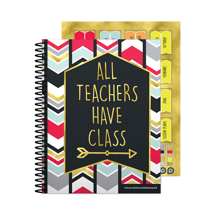 Carson-Dellosa Education Teacher Planner, Weekly/Monthly, Two-Page Spread (Seven Classes), 11 x 8.5, Multicolor Cover, 2022-2023 (CDP105001)