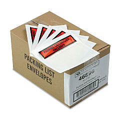 Quality Park Self-Adhesive Packing List Envelope, Top-Print Front: Packing List/Invoice Enclosed, 4.5 x 5.5, Clear/Orange, 1,000/Carton (QUA46896)