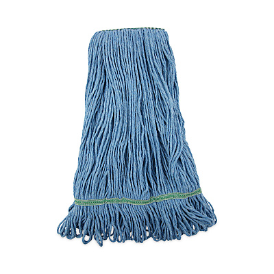 Boardwalk Super Loop Wet Mop Head, Cotton/Synthetic Fiber, 1" Headband, Medium Size, Blue (BWK502BLNB)