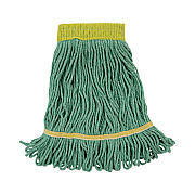 Boardwalk Super Loop Wet Mop Head, Cotton/Synthetic Fiber, 5" Headband, Small Size, Green, 12/Carton (BWK501GN)