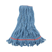 Boardwalk Super Loop Wet Mop Head, Cotton/Synthetic Fiber, 1" Headband, Large Size, Blue, 12/Carton (BWK503BLNB)