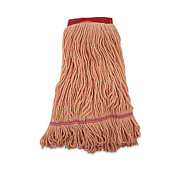 Boardwalk Super Loop Wet Mop Head, Cotton/Synthetic Fiber, 5" Headband, Large Size, Orange, 12/Carton (BWK503OR)