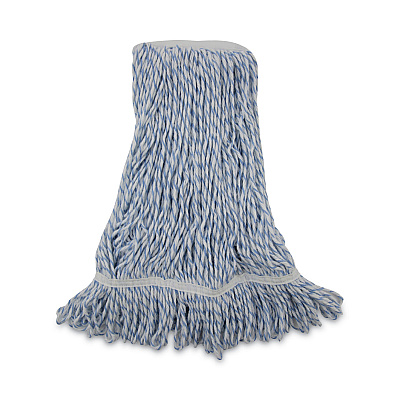 Boardwalk Mop Head, Floor Finish, Narrow, Rayon/Polyester, Medium, White/Blue, 12/Carton (BWK542CT)
