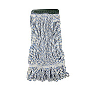 Boardwalk Mop Head, Floor Finish, Wide, Rayon/Polyester, Medium, White/Blue, 12/Carton (BWK552)