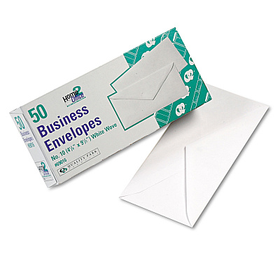 Quality Park White Wove Business Envelope Convenience Packs, #10, Bankers Flap, Gummed Closure, 4.13 x 9.5, White, 50/Box (QUA69016)